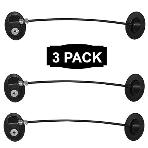 REZIPO 3 Pack Black Refrigerator Door Locks with 6 Keys, Key Locks for Fridge, Cabinet, File Drawer and More