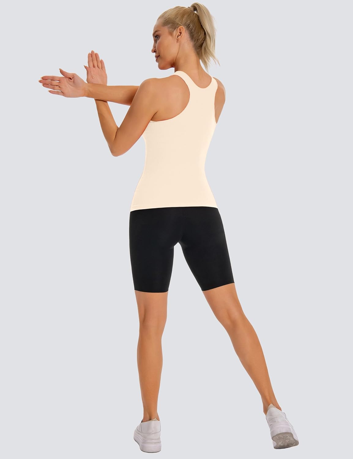 MathCat Seamless Workout Tank Top for Women with Built in Bra, Padded Racerback Ribbed Athletic Yoga Camisole - Image 5