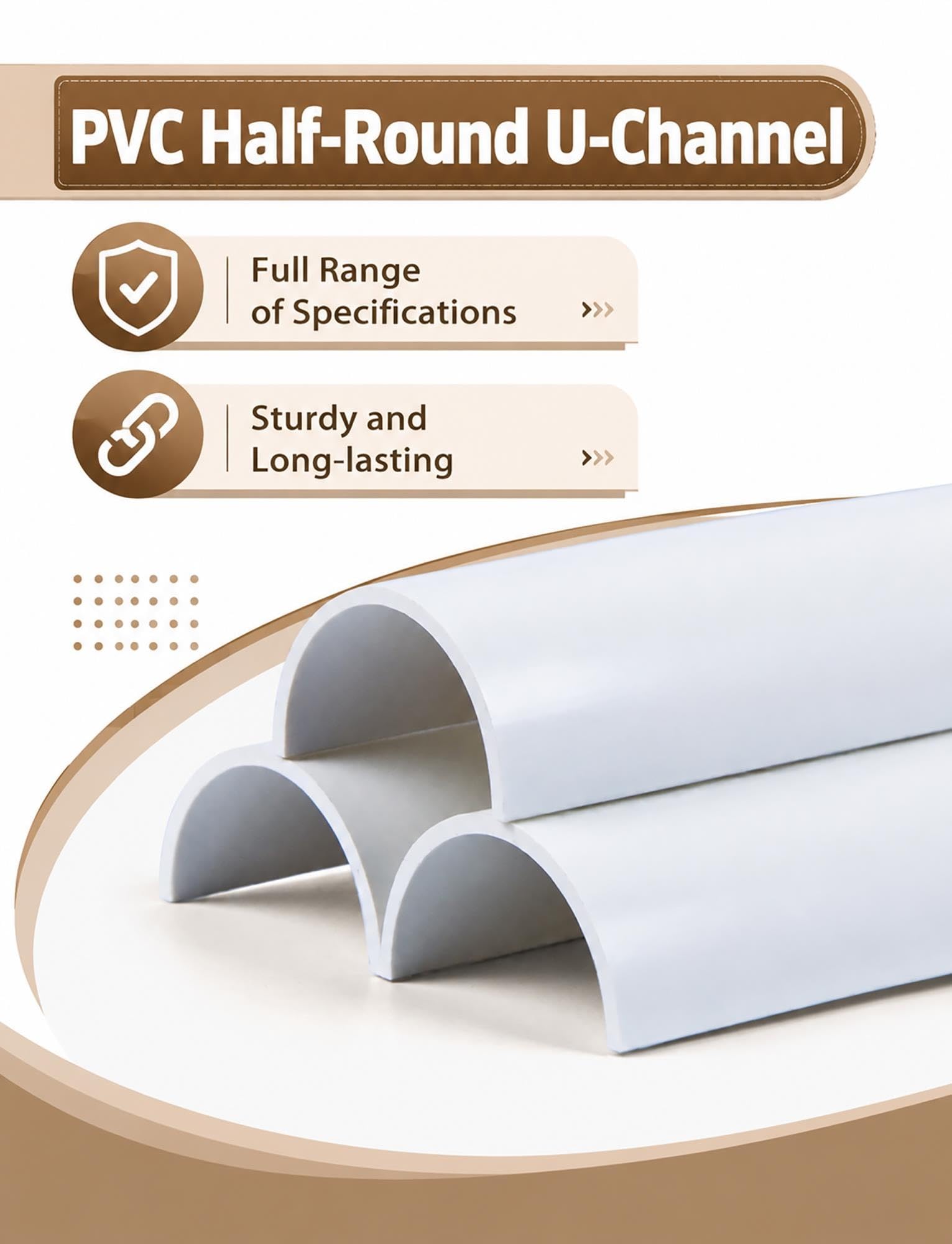 Canal PVC semicircular 100cm de longitud para tejados y drenaje DIY