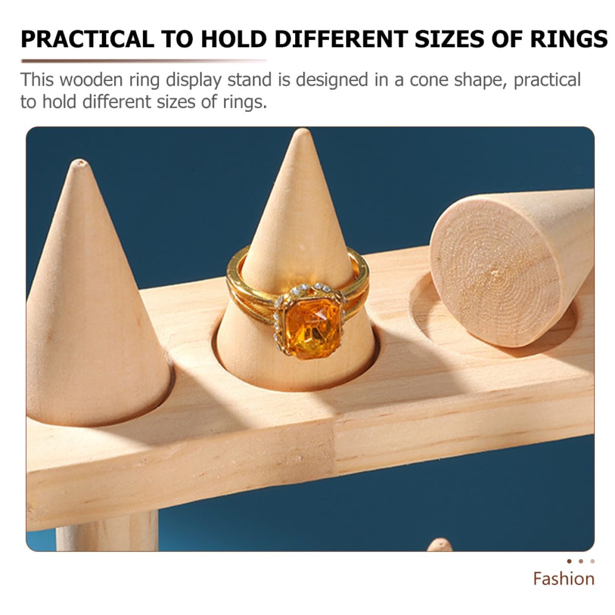 CALLARON Holz Ringständer in Kegelform für Schmuckpräsentation Beige