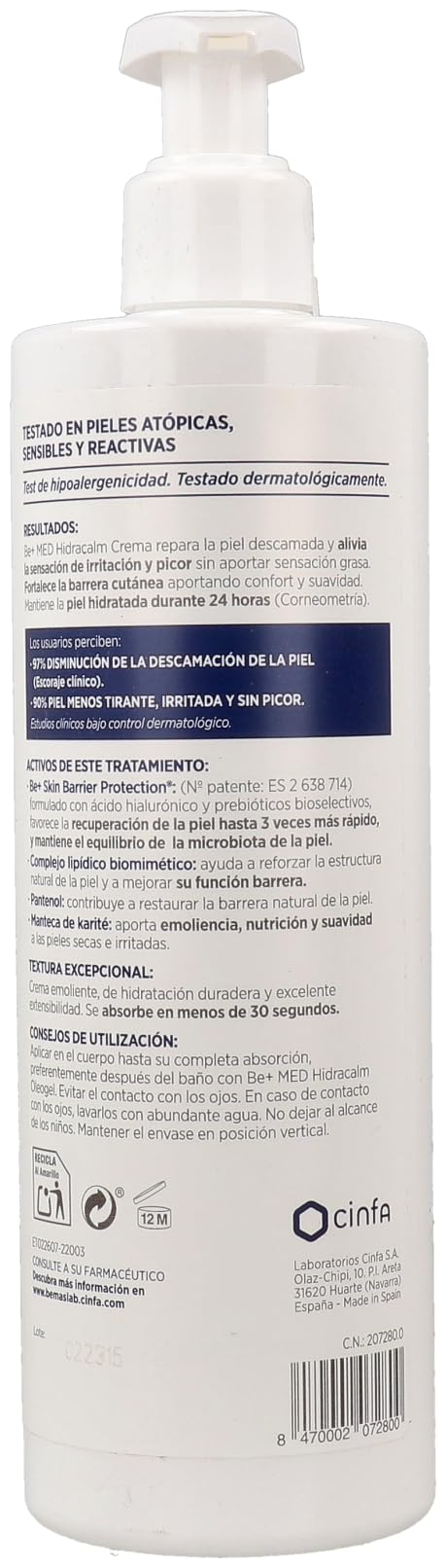 Crema corporal Be+ Hidracalm 1 litro ideal tras la ducha familiar en invierno 5