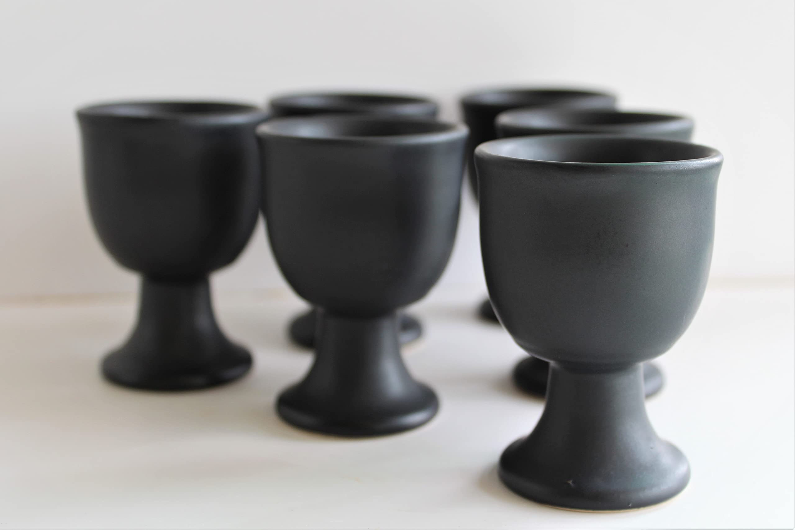 Bamby Ceramic Matte Black Egg Cup/Egg Holder Pack of 4, for Soft & Hard-Boiled Eggs 2