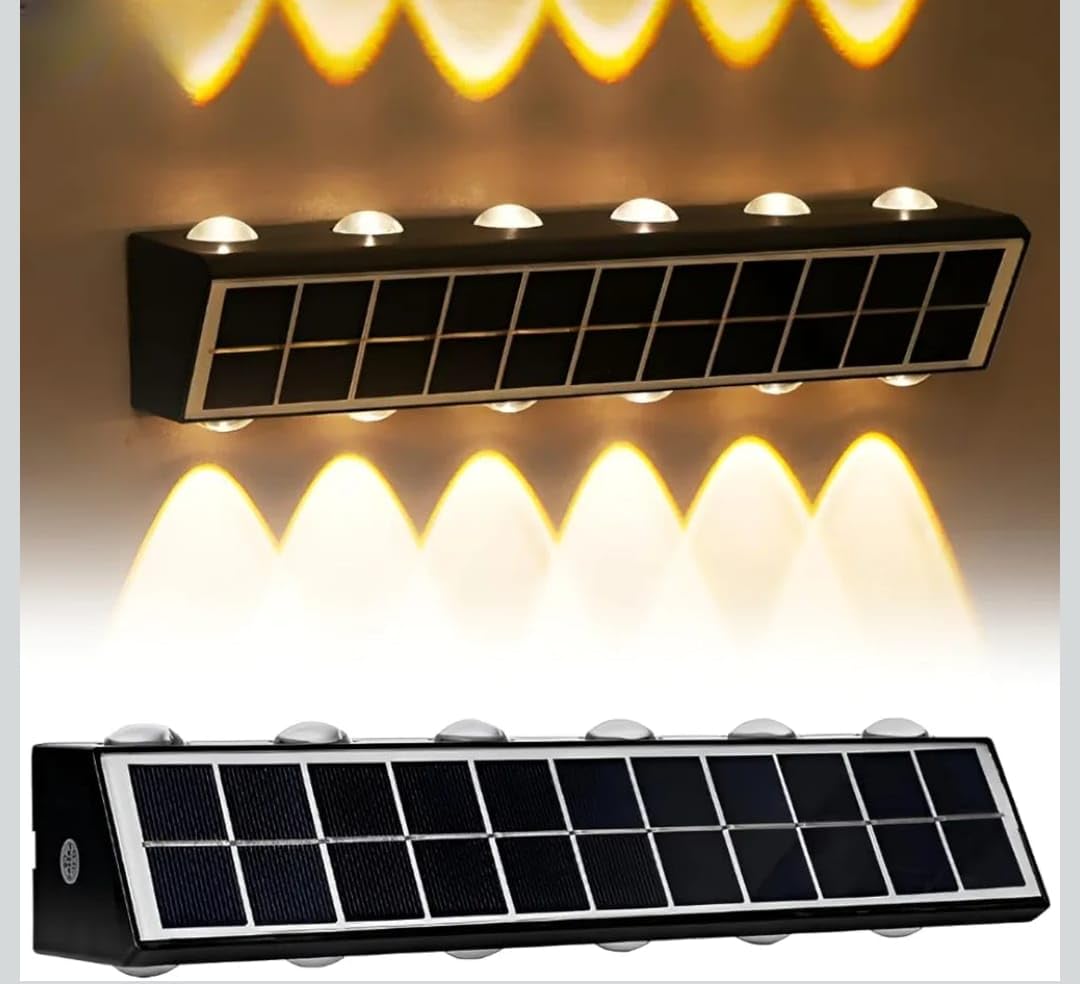 Solar Bloom Solar 12 LED Wall Light with 3W Panel, On/Off Button & 2.4Ah Battery | Water Resistant Outdoor Solar Decor Light for Deck, Fence, Garden, Patio & Terrace | Warm White (Set of 1)-picture-21
