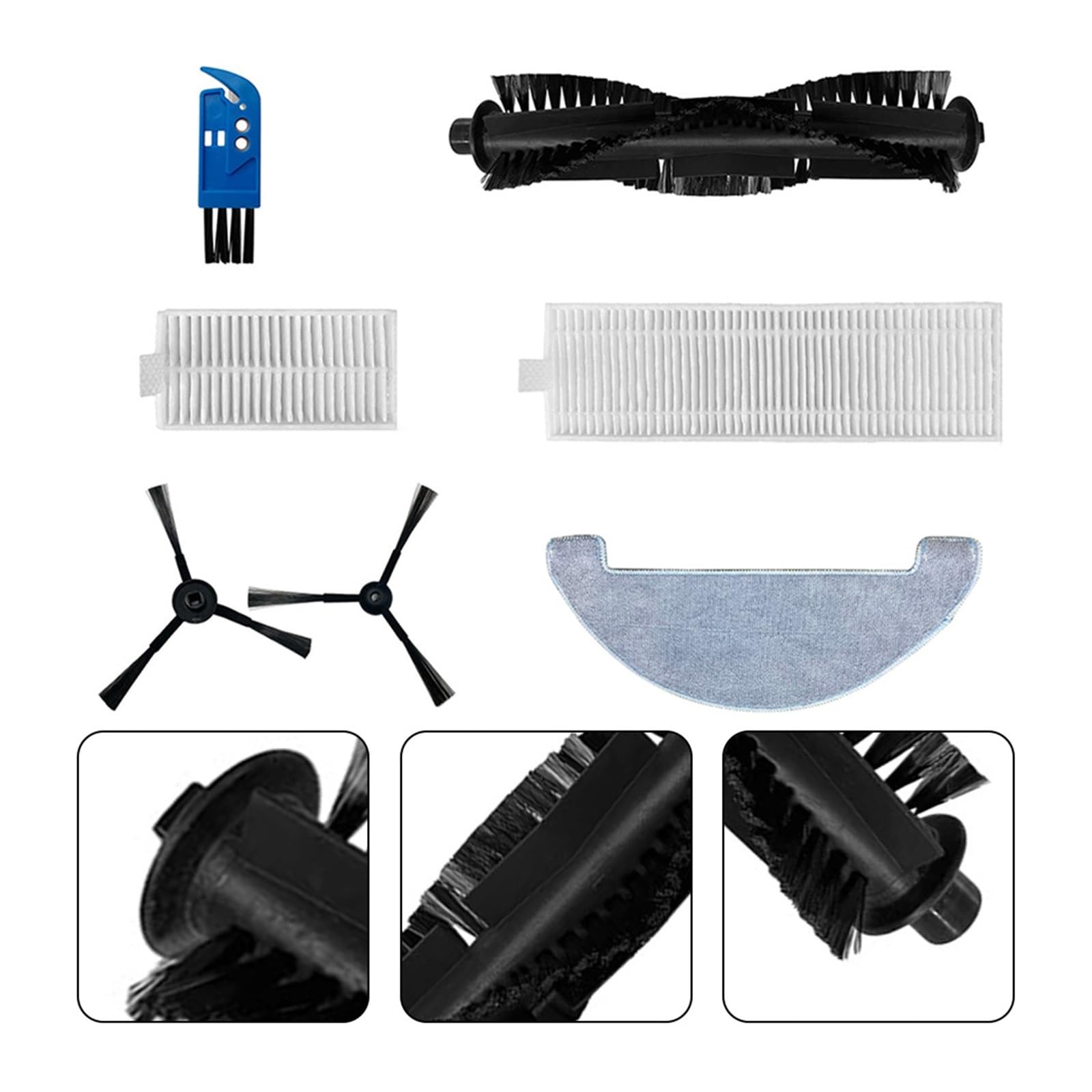McbeAn Rollo de Filtro HEPA, Cepillo Principal, Cepillo Lateral, paño de mopa, Kit de Trapo Compatible con aspiradora robótica 360 P7, repuestos, filtros de Aire, Accesorios