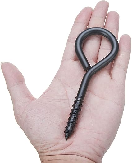 OUTCREATOR 5 Inch Eye Screw Hooks, 4 Pack Heavy Duty Metal Anti-Rust Screw Eyes, Eye Hooks, Hammock Hooks for Tie-Downs, Lifting Loads, Securing Cables and Hammock Sun Shade Sail Canopy