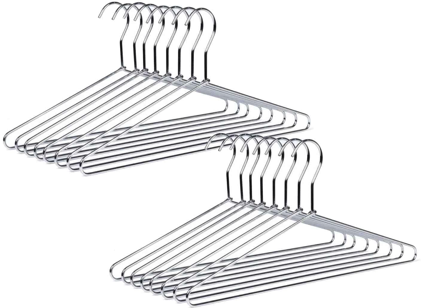 Heavy Duty Steel Clothes Hanger with Polished Metal, 16.5" Silver Metal Wire Hanger for Space Saving, Suits, Saree,Underwear, Pants, Shirts, Non Slip Grooves (Combo) (PECK of-3)-image-23