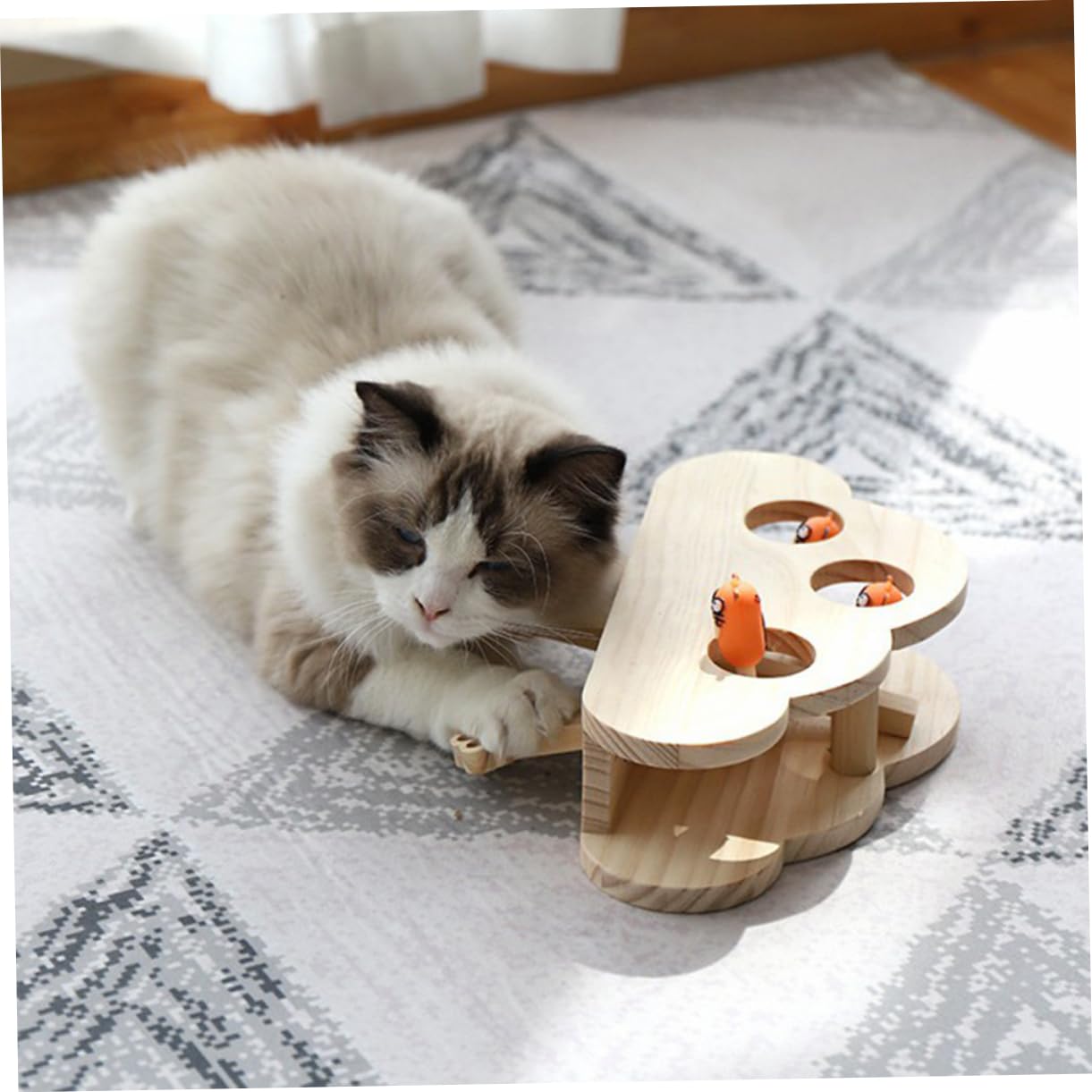 POPETPOP Katzenspielzeug Interaktiv Holz Mäusespielzeug Für Katze Katzenfangspielzeug Katzenkratzspielzeug Pädagogisch Leicht Und Langlebig