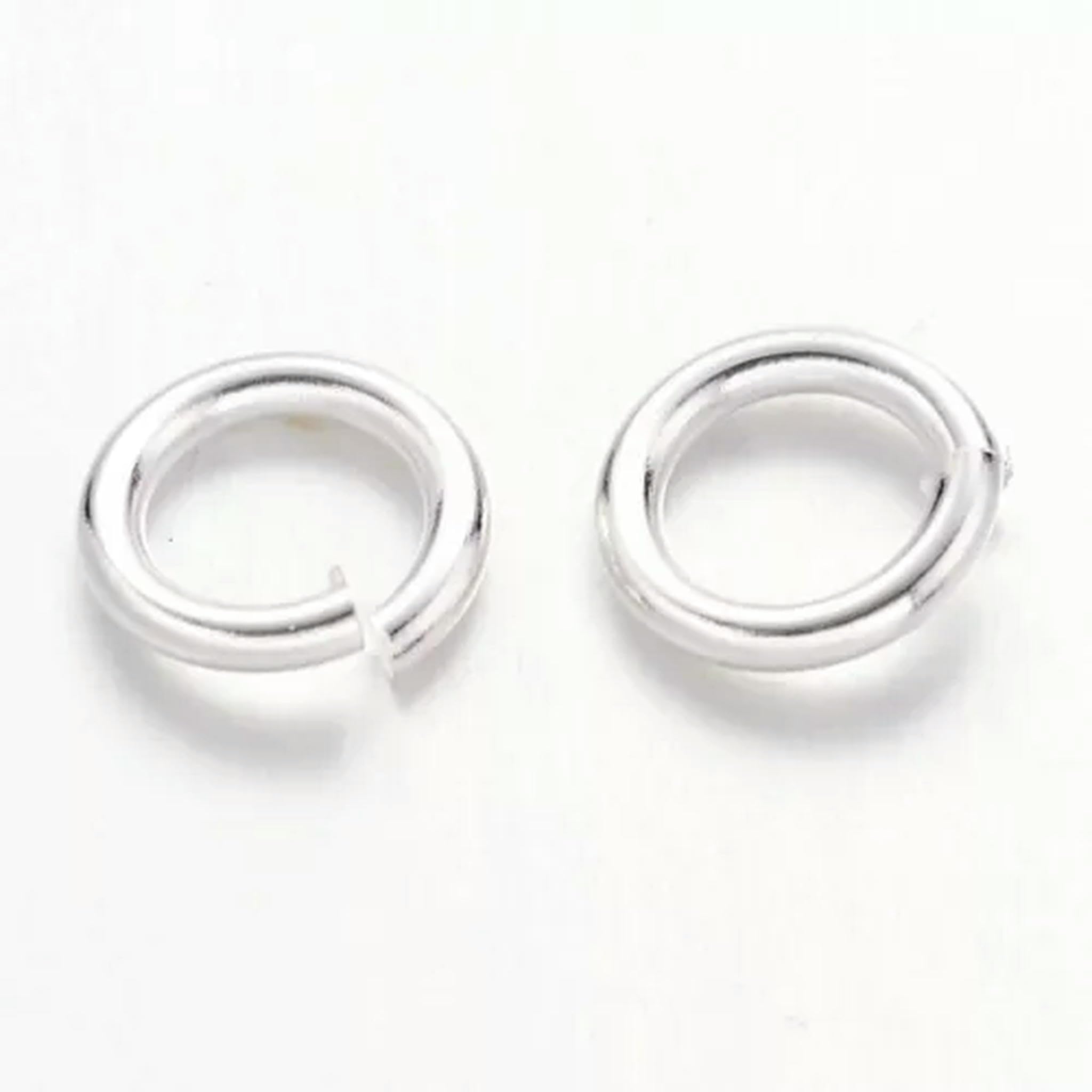 500 g Starke offene Biegeringe aus Messing, ungelötete Ösen, 6 Farben zur Auswahl, 4–10 mm, Silber, 10 x 1 mm
