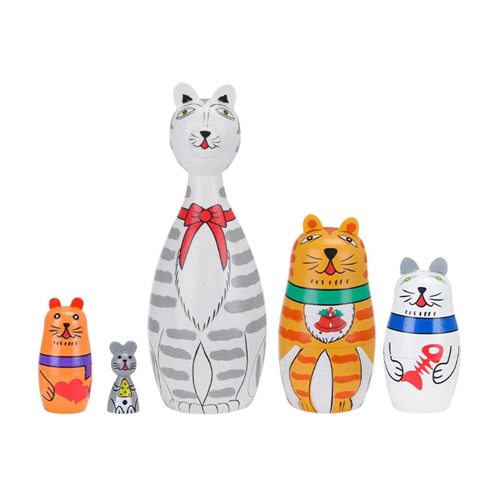3 Set 5 Stück niedliche russische Nesting-Puppen Dekoration Tiere Matroschka für Zuhause Schreibtisch