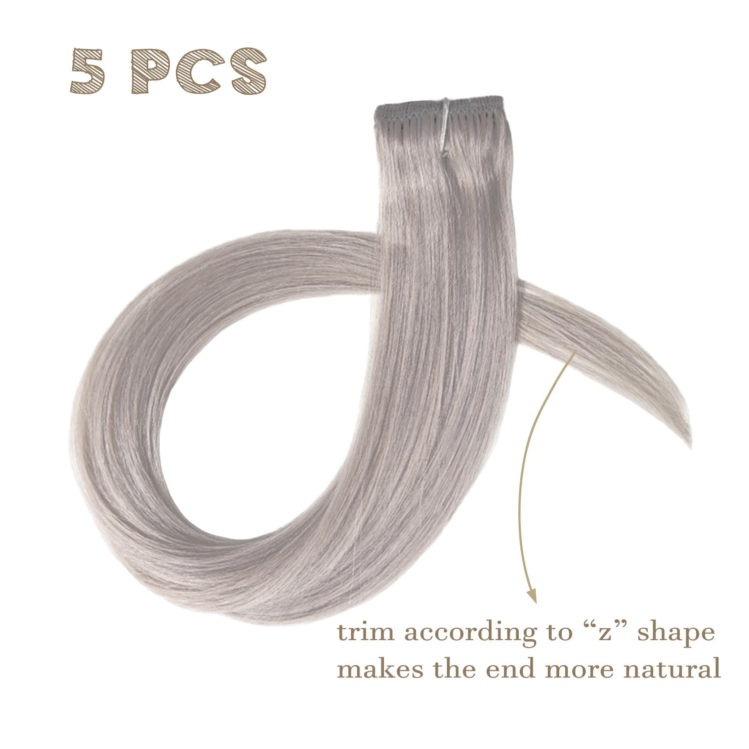 100% Human Hair Clip-In Extensions, 18 Inch, 5-Piece Set