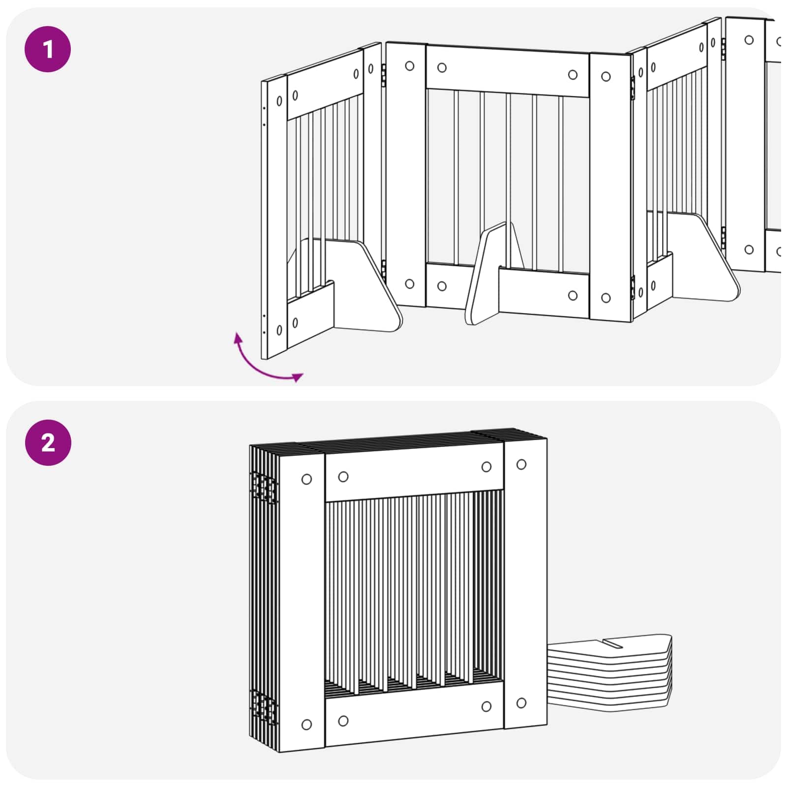 Portería para perros con soporte, 8 piezas de roble ahumado, 60 x 60 cm, plegable y portátil, para interior y exterior, protección segura y barrera para cachorros y perros