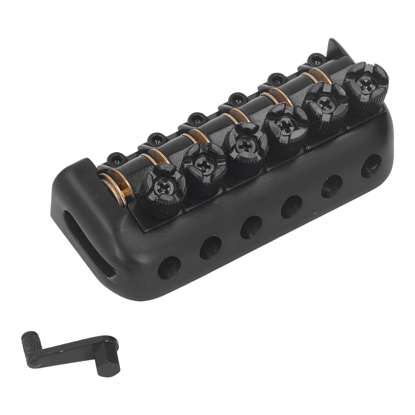 Bezgłowy Mostek z rolką siodłową i końcówką z czarną nakrętką do 6-strunowych Gitar Elektrycznych Akcesoria do Gitary Bezgłowej (BLACK)
