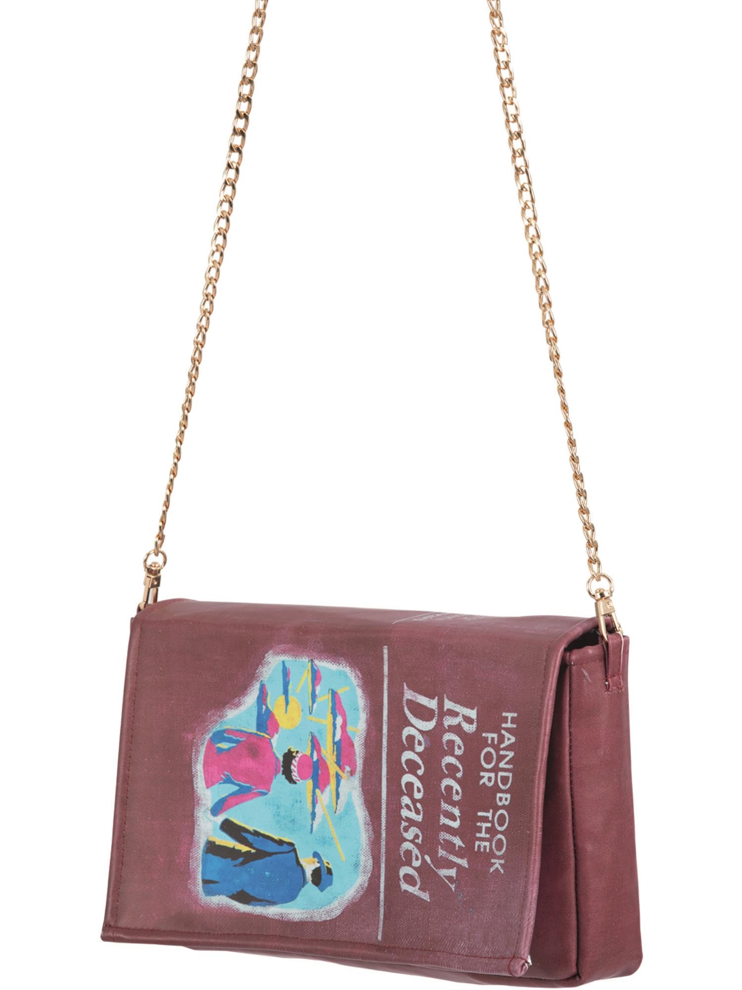 Smiffys Beetlejuice Bag for Adults Officially Licensed Beetlejuice Handbook of the Recently Deceased Chain Strap Perfect for Family Costumes or Playful Fancy Dress with Matching Costumes