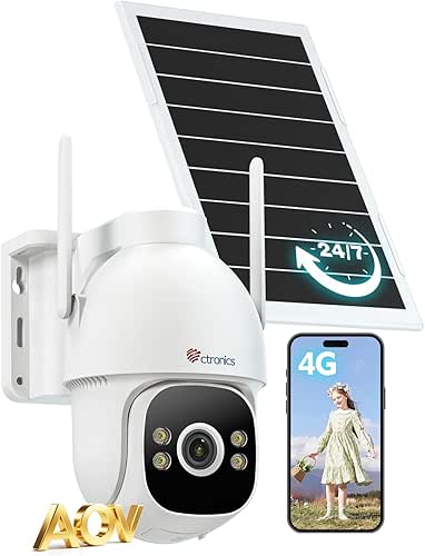 Ctronics Camara Vigilancia AOV Grabación 24/7, Camara Solar 4G con