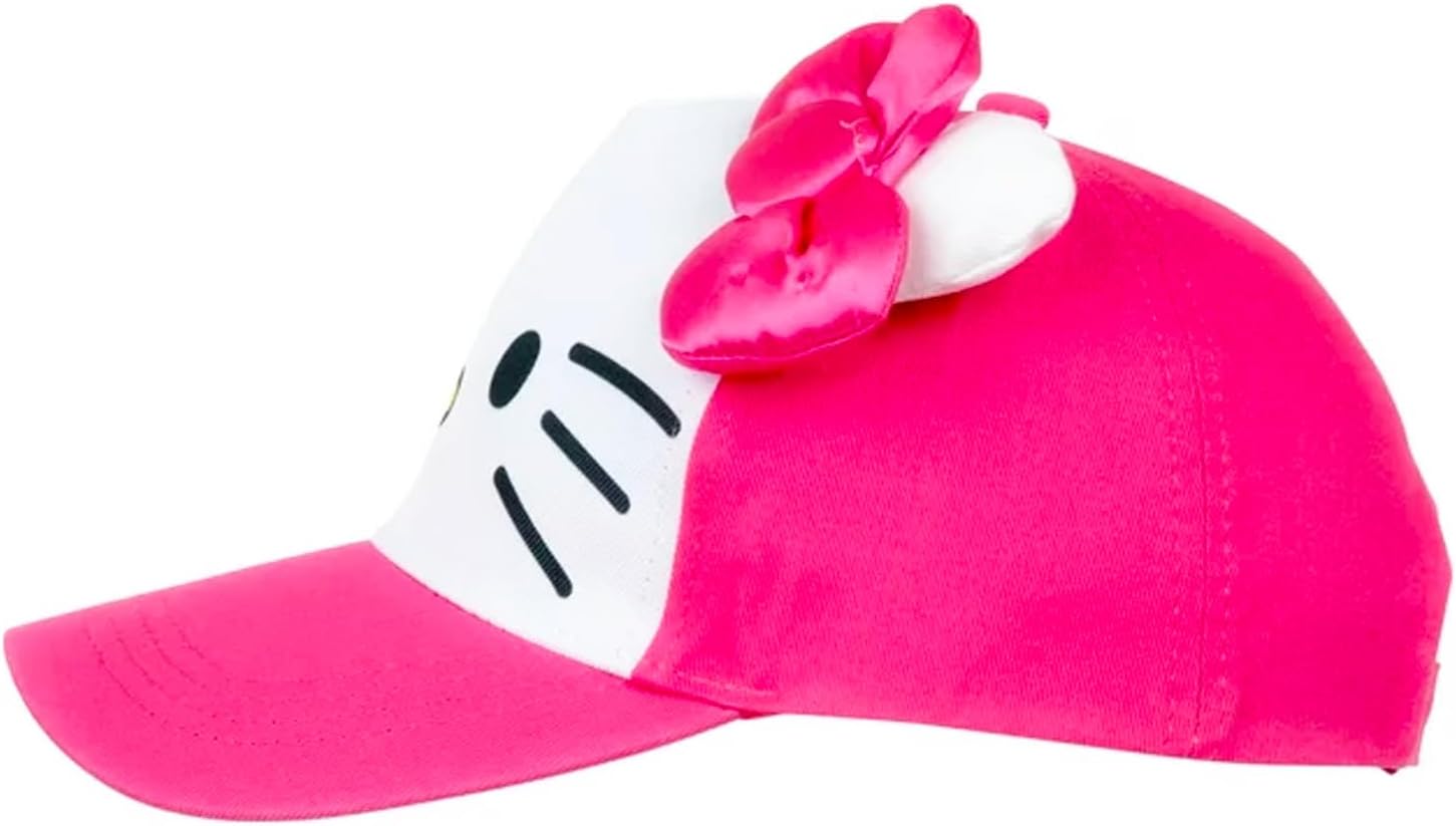 Hello Kitty Hat Bundle - Baseball Cap with Bow and Stickers - For Girls 4-6 Years - Officially Licensed Sanrio Product - Image 2
