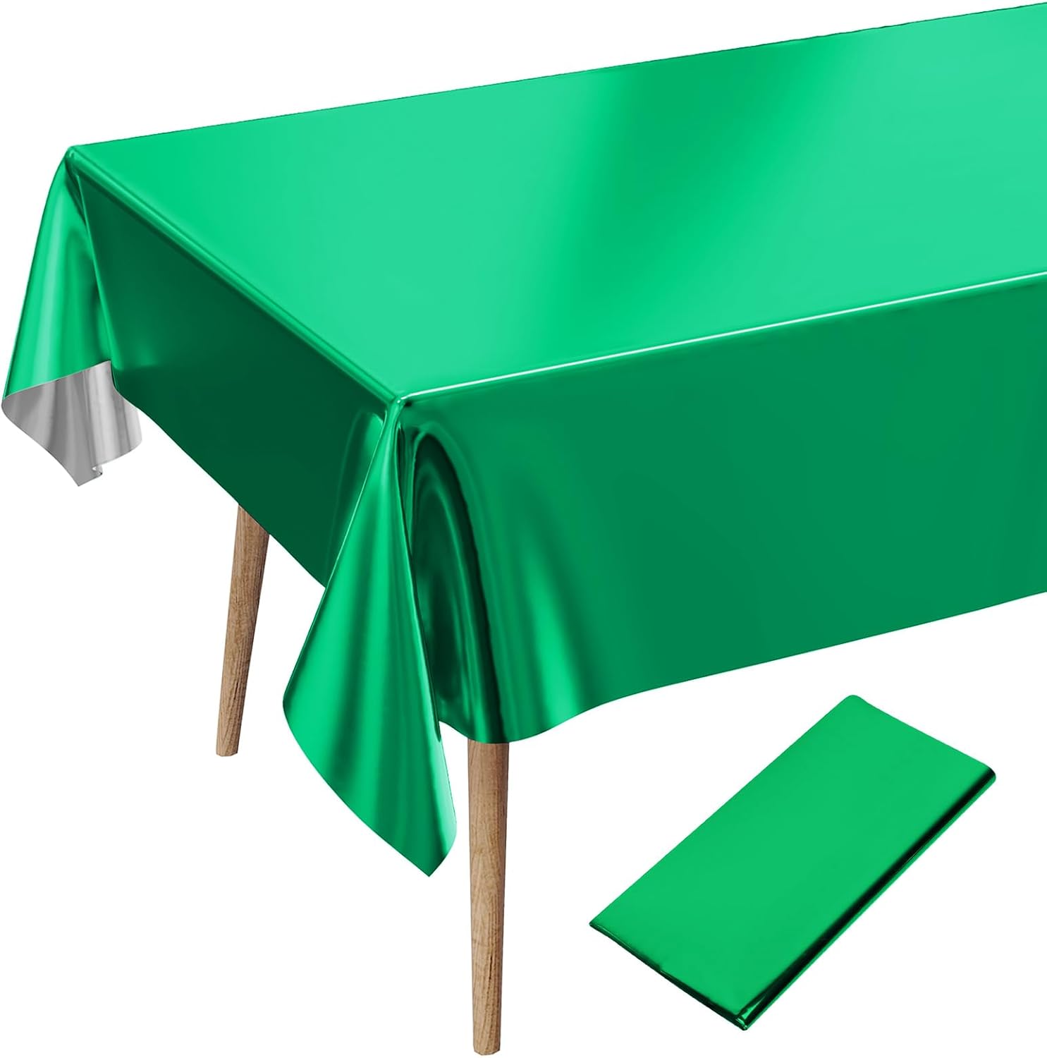 Green Party Table Cover, 54 X 108 Inch Rectangle Foil Tablecloth