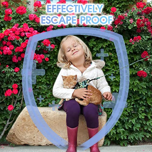 Cat Harness and Leash Set for Walking, Escape Proof Cat Harness for Small Medium Large Kitten Cat and Puppy, Pattern Vest Harness with Adjustable Strap for Traveling, Adventure(Black Smile, 10-12\")