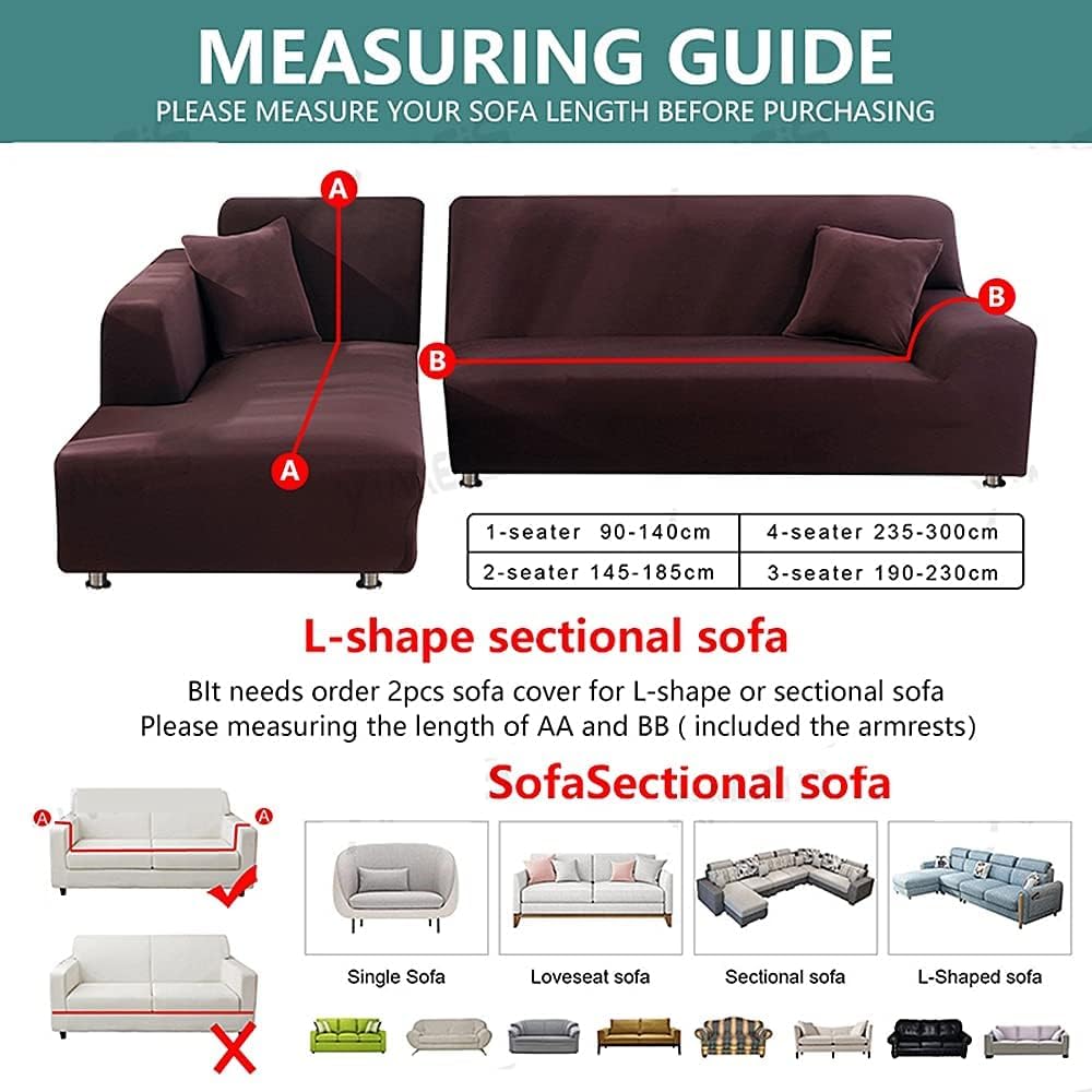 Sofabezug l Form, Sofaschoner für Wohnzimmer, Bequemer Stoff, rutschfest, pillingfrei, maschinenwaschbar, Passend für die meisten modularen Sofas,Matcha Green,2 Seater 145-190cm