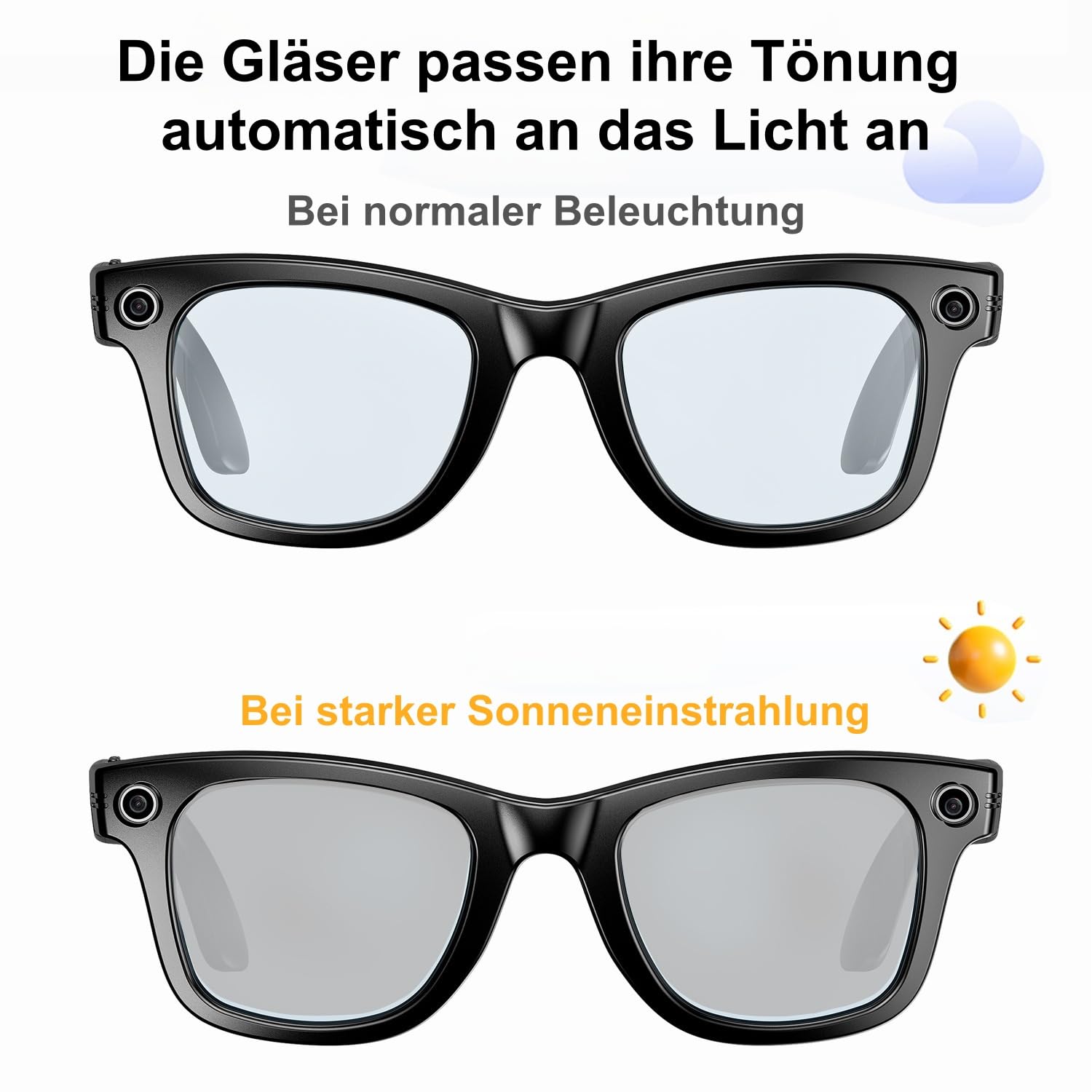 norwiss smart Glasses mit 8MP Kamera, 16 - Sprache Übersetzung, Fotos und Videos aufnehmen,Bilder per WLAN übertragen, für Business & Outdoor