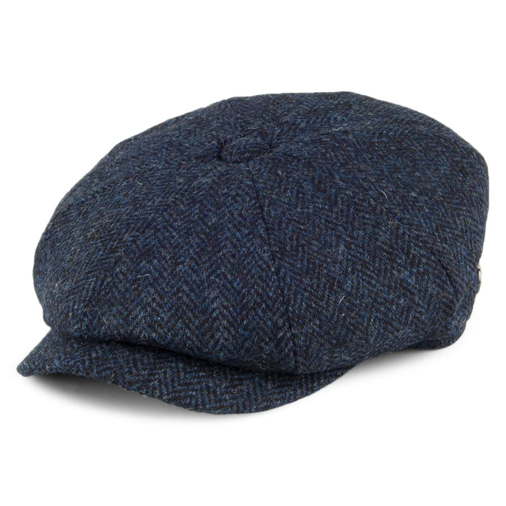 Jaxon & James Harris Tweed Skye Newsboy Cap - Blue-Black - 2XLARGE