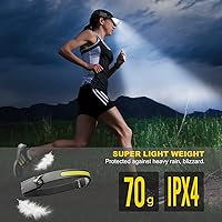 Vista 2 de Paquete de 2 faros delanteros LED recargables, iluminación de 230 de haz ancho, linterna para adultos, faro delantero con sensor de movimiento