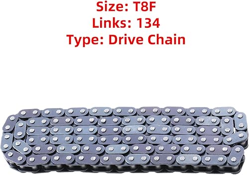 Miniatura 5 de KAMIER Cadena de transmisión T8F, 134 eslabones resistentes para 49 cc, 50 cc, 2 tiempos, GB Syx Moto Holeshot Metotec Xtreme X-pro SSR Coolster