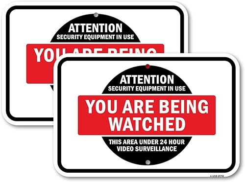 Miniatura 5 de Equipo de seguridad en uso con texto en inglés You are Watched Under 24  Letrero de estacionamiento de aluminio de calibre pesado de 12 x 18