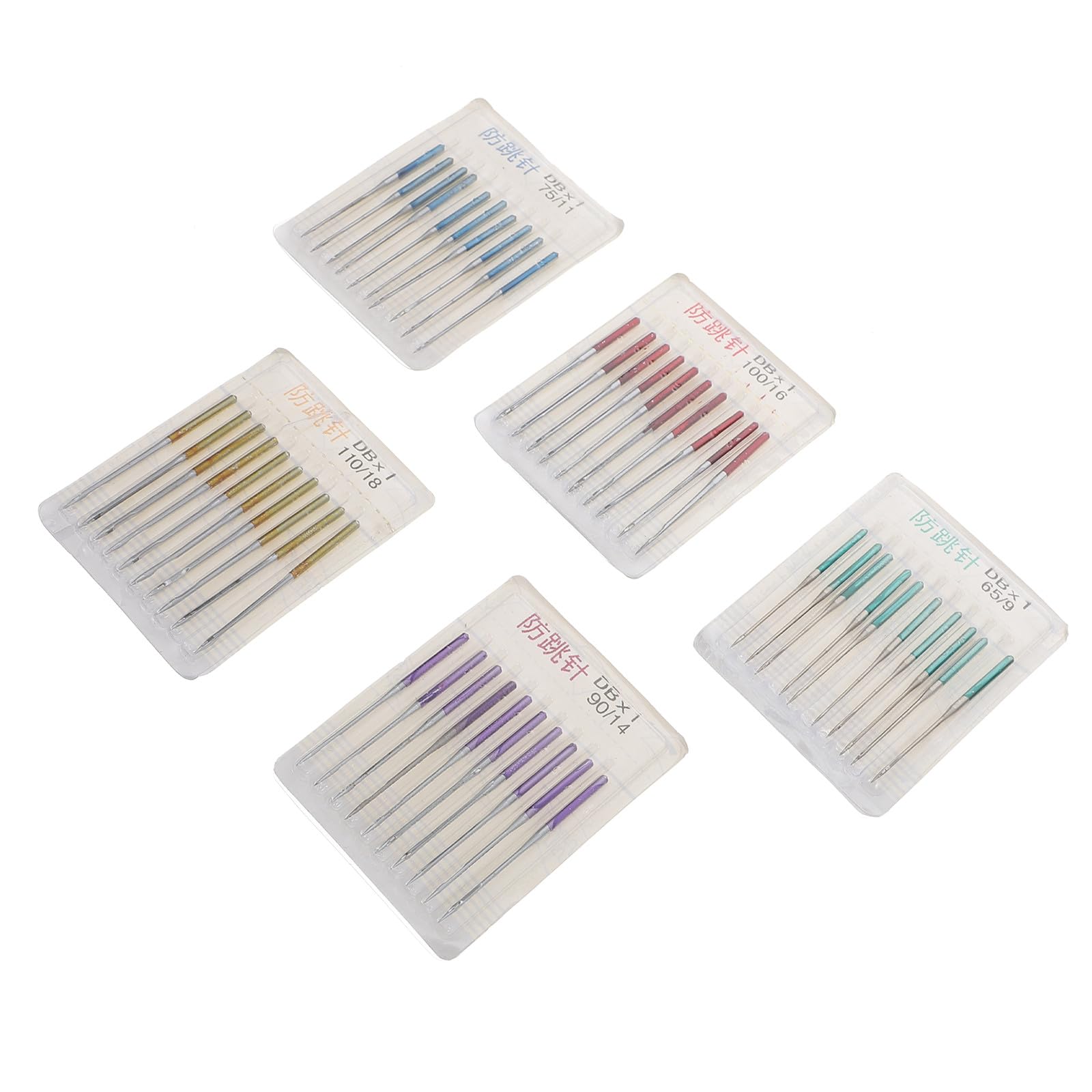 GARVALON 50 Agujas Metálicas Anti-Salto para Máquinas de Coser Domésticas Multiusos Resistentes Flexión Tamaño Variado Accesorio de Costura para Telas Elásticas y Proyectos de