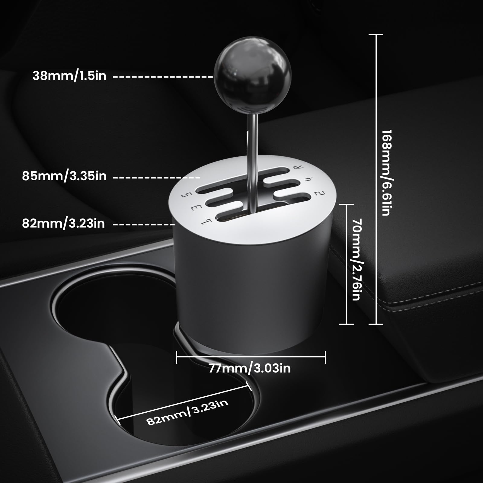 EquiZen Cup Holder Shifter for Tesla Model 3, Model Y Accessories(2020-2025),Cup Holder Gear Shifter Suitable for Tesla,Fits Cup Holders with a Diameter of 3.23in and a Depth of 2.76in
