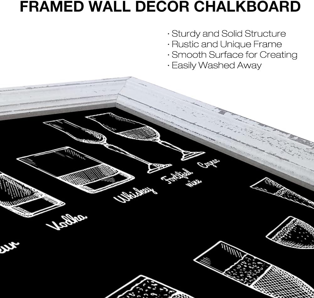 DOLLAR BOSS Chalkboard, Blackboard 24x18 Inches Non-Magnetic Chalk Board for Menu, Wedding, Restaurant and Decoration with White Rustic Frame : Everything Else