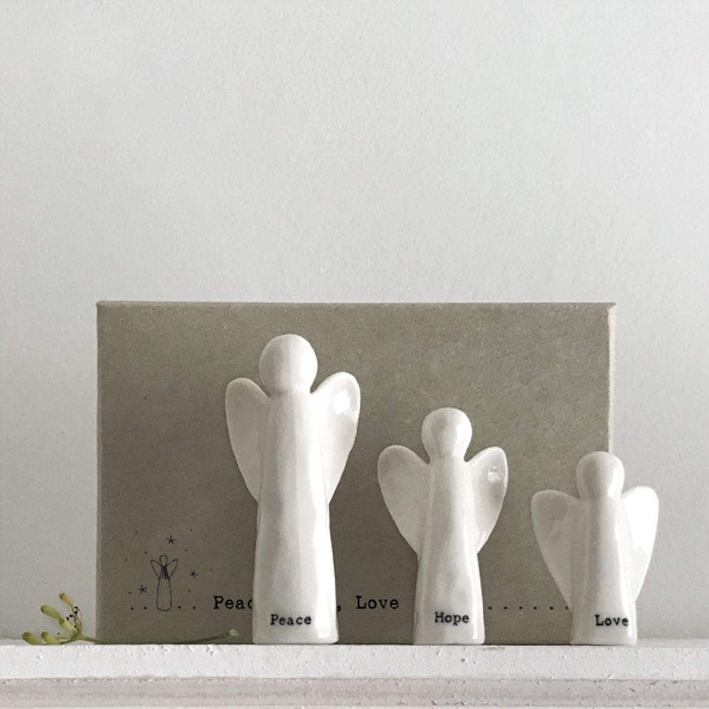 East Of India White Set Of 3 Porcelain Angels - Christmas Keepsake