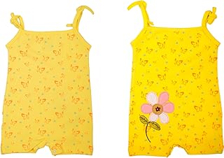 سالوبيت قطن صيفي ناعم مزين بالزهور للبنات الصغيرات من بيبي ستار بي اس - اصفر
