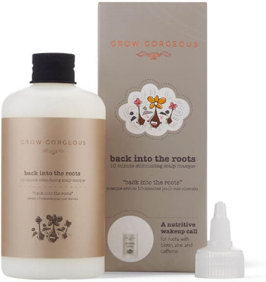 Grow Gorgeous Back Into The Roots 10 Minute Stimulating Scalp Mask Masque with Biotin, Zinc, Caffeine, 240ml