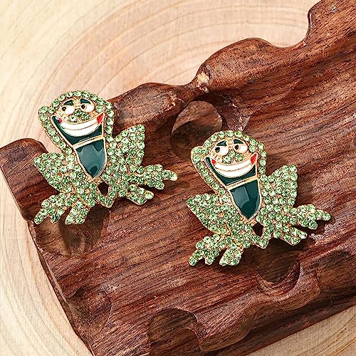 Frog Earrings for Women Vintage Rhinestone Frogs Stud Earrings Cute Funny Animal Earrings Frog Jewelry for Women 6