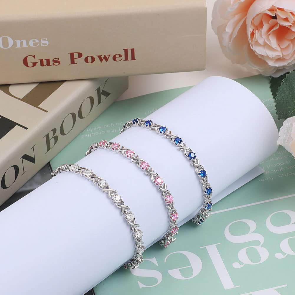 Silver Bracelets & XO Tennis Bracelet 7.25"- Perfect Valentine's Day Jewelry Gifts for Women