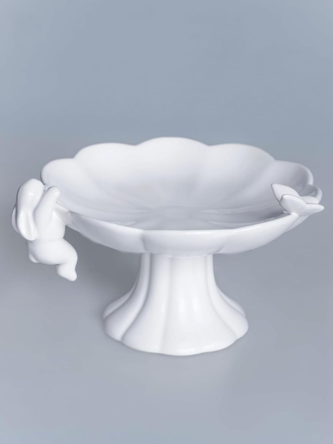 Cake stand "The fun of the rabbit and the butterfly". Bunny platter, easter dishes, bunny plates, ceramic bunny, ceramic bunnies, bunny jar, easter egg, easter decorations, easter decor, bunny tableware, Dish Gifts, cupcake stand, bunny cake stand, decor bunny, tableware with rabbits, dinnerware bunny