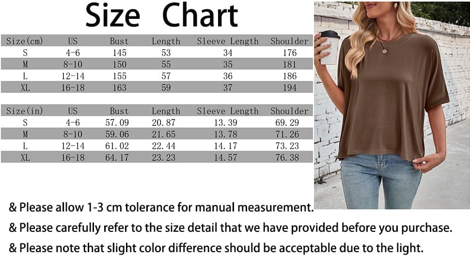 Women Oversized Crop Loose Fit Shirt, Short Sleeve Batwing Dolman Tunic Top, Crew Neck Tee T Tunic Plus Size - Image 5
