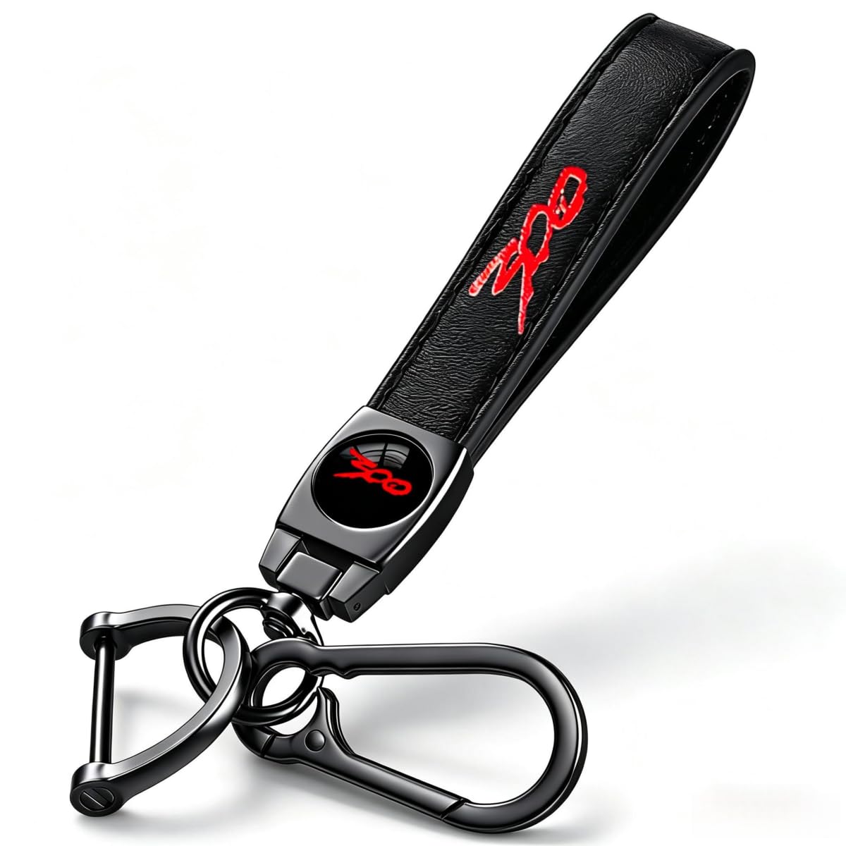 HUIANTS Genuine Leather Car Keychain 300 Emblem Leather Key Chain compatible with Chrysler 300 300C 300S Accessories