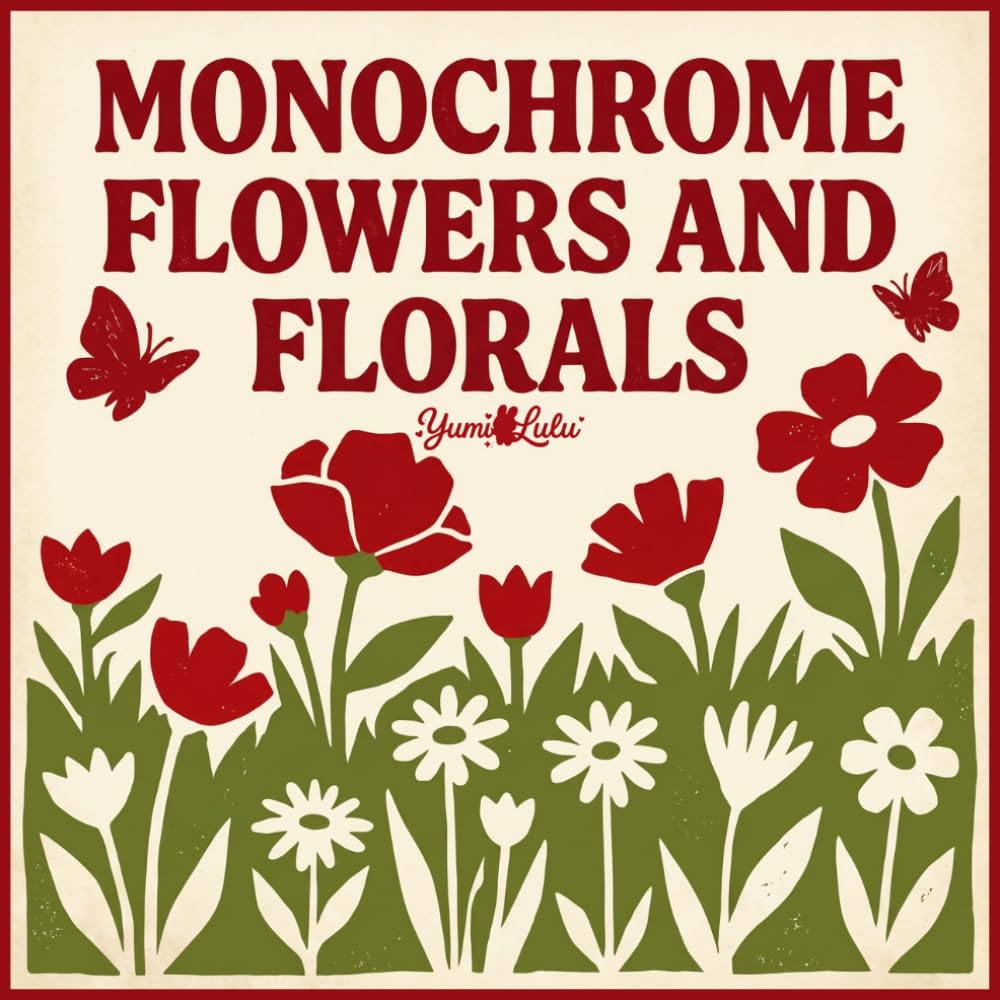 Flowers & Florals Monochrome Coloring Book: One Color Floral Art for Adults | 50 Relaxing Botanical Illustrations for a Slow and Still Single-Ink Experience