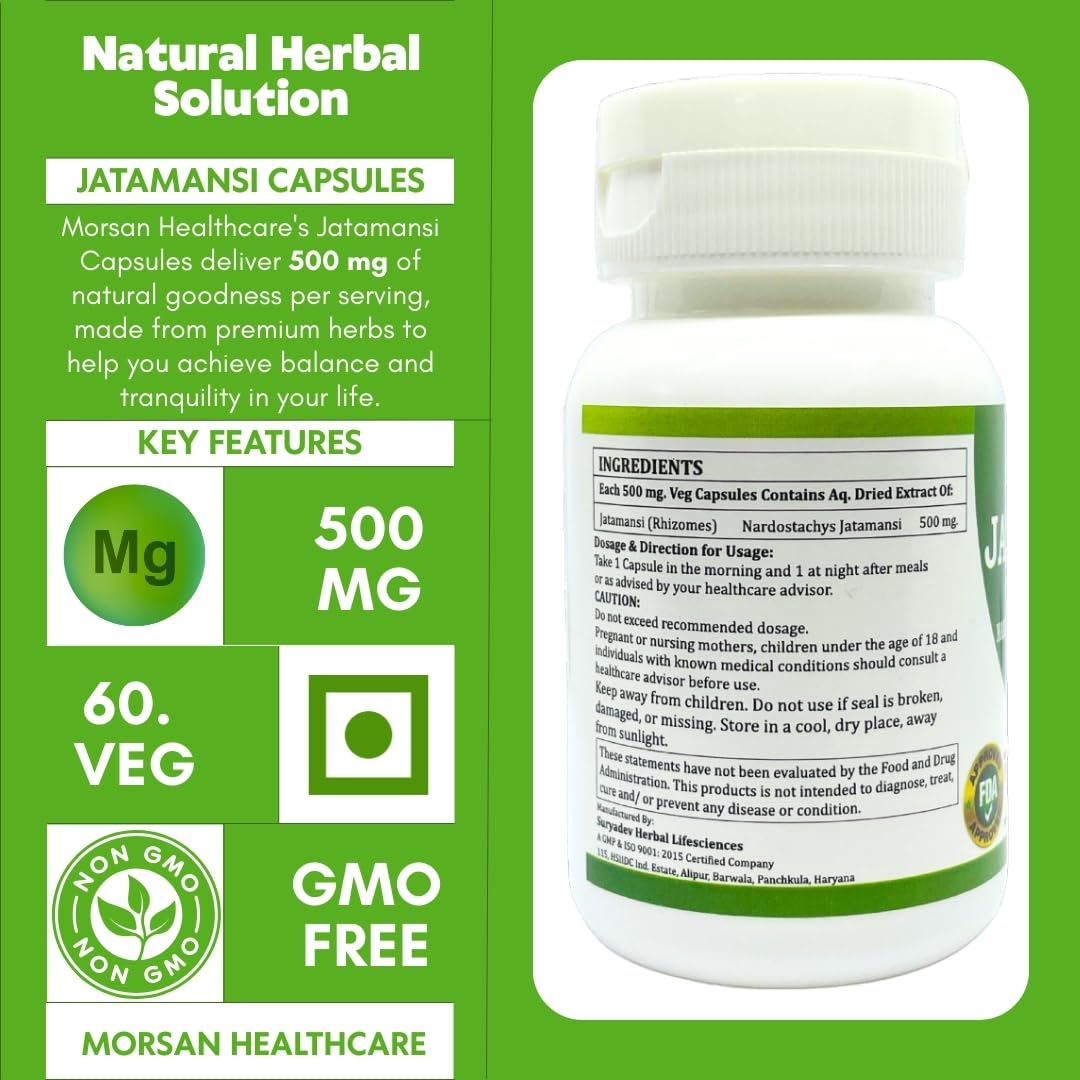 Jatamansi Capsules 500mg – 60 Count | Vegetarian | Plant-Based | Herbal Supplement | No Artificial Additives | Gluten-Free | Organic (pack of 2) — Amazon image 6