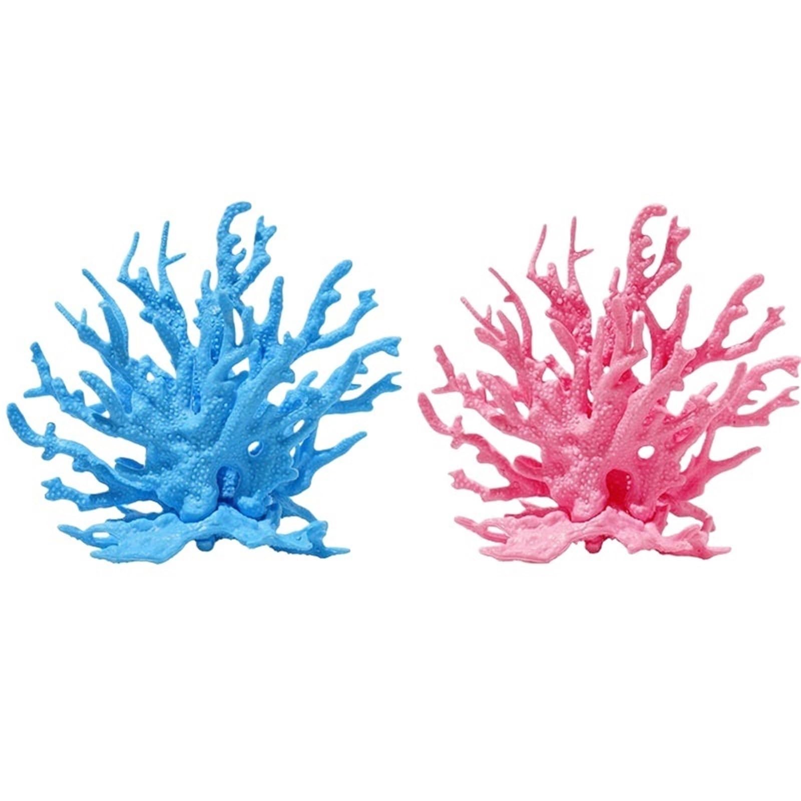 ZUXWUX Aquarium Ornament Fake Coral Aquarium Decoration For Water Plant Resin Fish Tank Aquascape Simulation(Color7-2pcs)