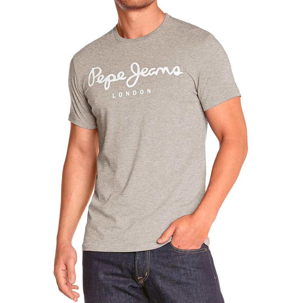 Pepe Jeans Original Stretch Men's T-Shirt Slim Fit Short Sleeve Grey (Grey Marl), XL