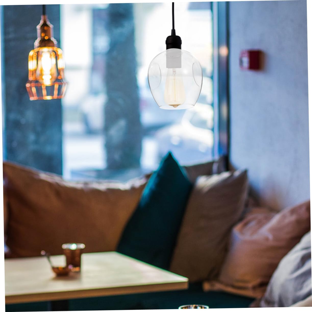 DOITOOL 2pcs Lampshade-shaped Light Glass Lamp Shade Replacement for Floor Lamp Bubble Chandelier Frame Warm Atmosphere