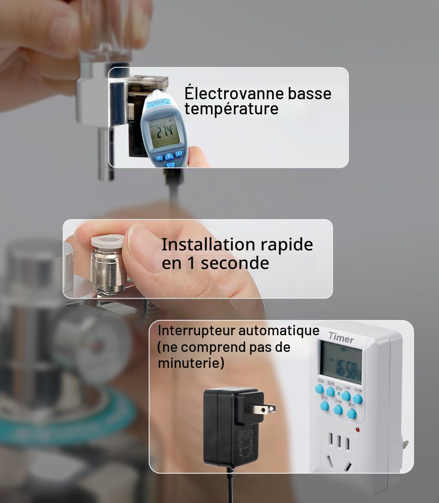 Générateur de système de CO2 d'aquarium 1 L, kit de réacteur de dioxyde de carbone en acier inoxydable avec régulateur électrovanne pour plantes d'aquarium (G600SMini), kit d'aquarium CO2