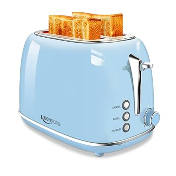 2 Slice Toaster Retro Stainless Steel Toaster with Bagel, Cancel, Defrost Function and 6 Bread Shade Sett