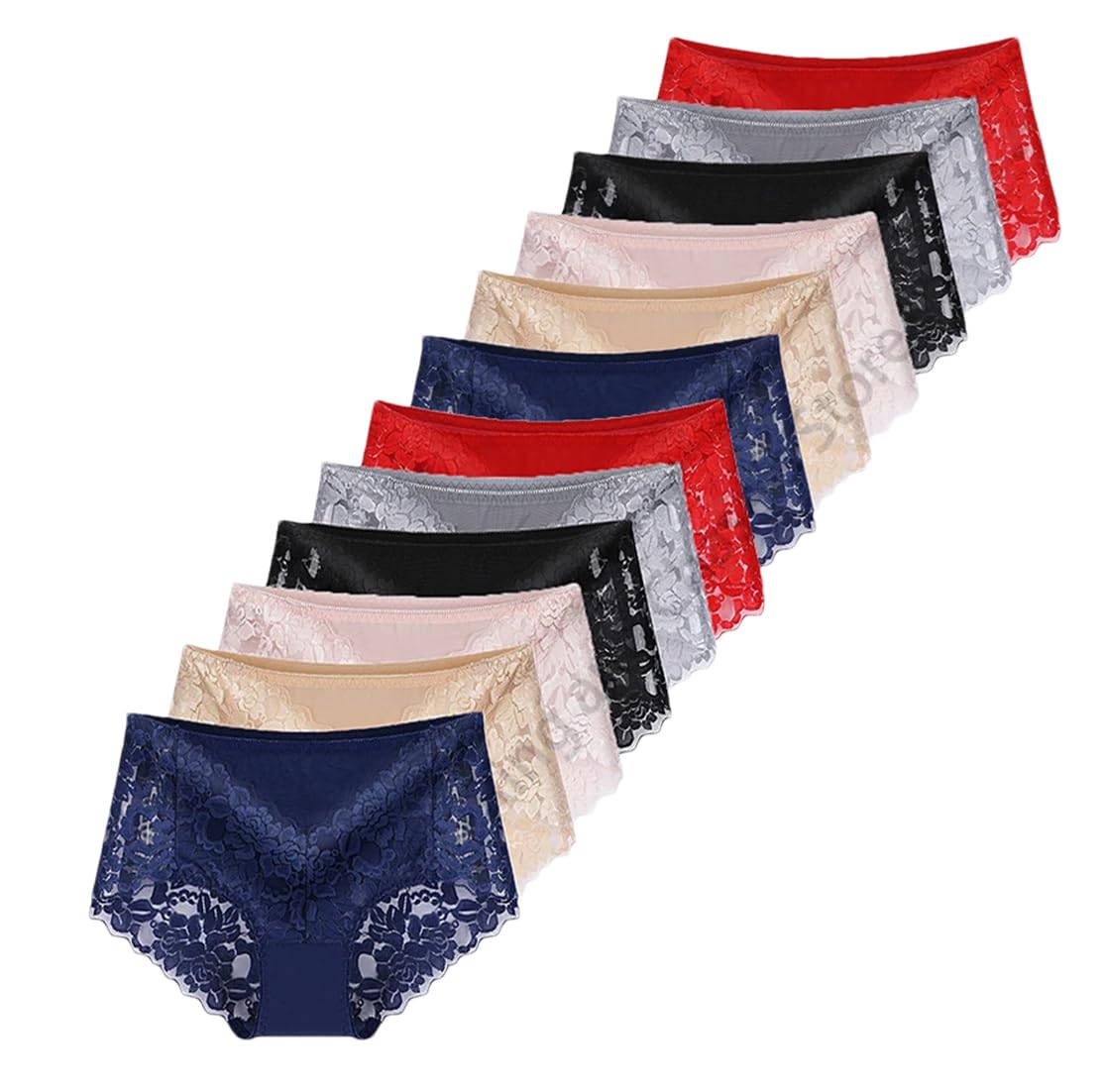 12 piezas de bragas, ropa interior de encaje para mujer, ropa interior elástica, talla grande, a, M
