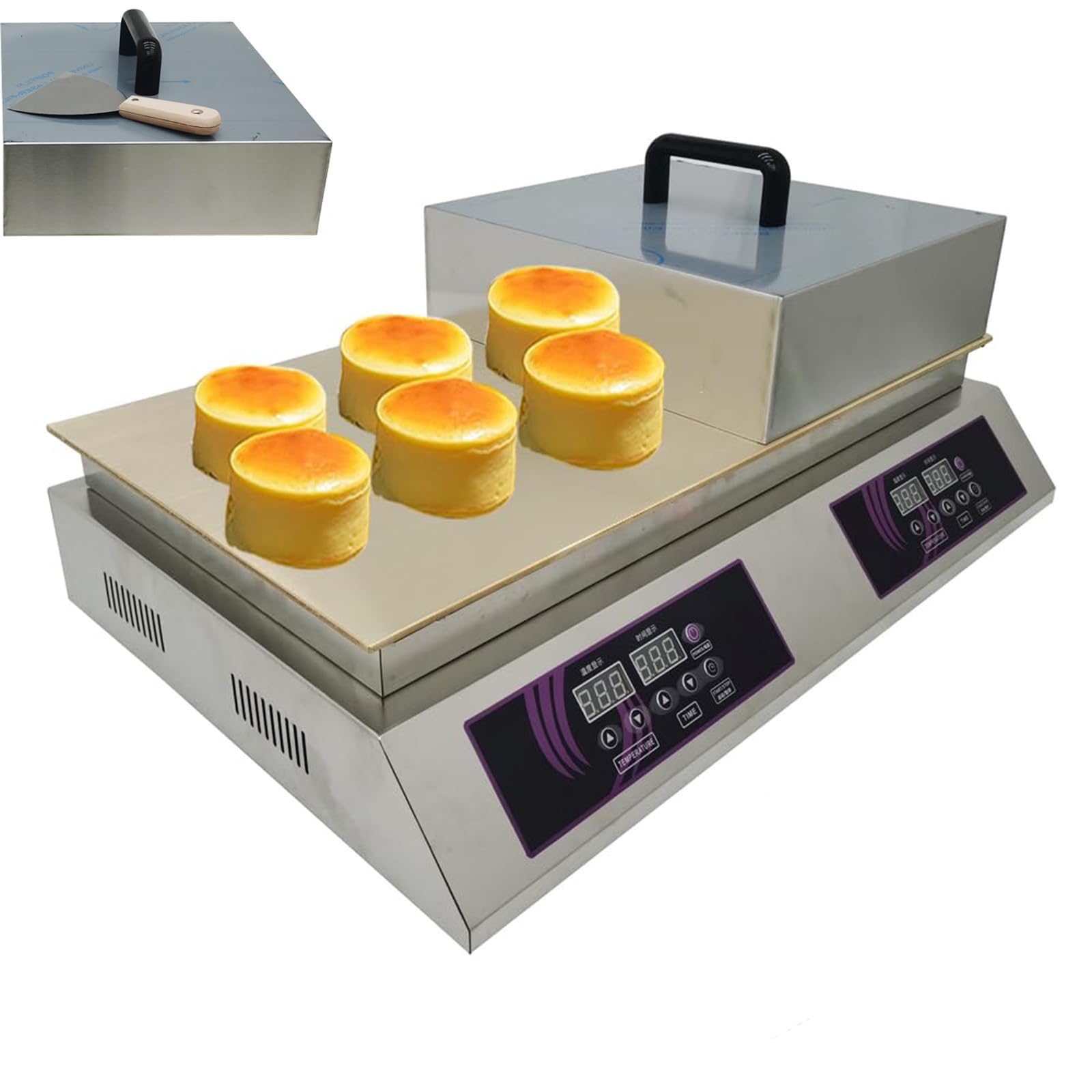 GSHSHOU Electric Dorayaki Baker Pancake Making Machine with Temperature Control 60-240℃, Electric Muffin Maker for Home Kitchen, Restaurant, Bakery, Snack Bar Doublehead