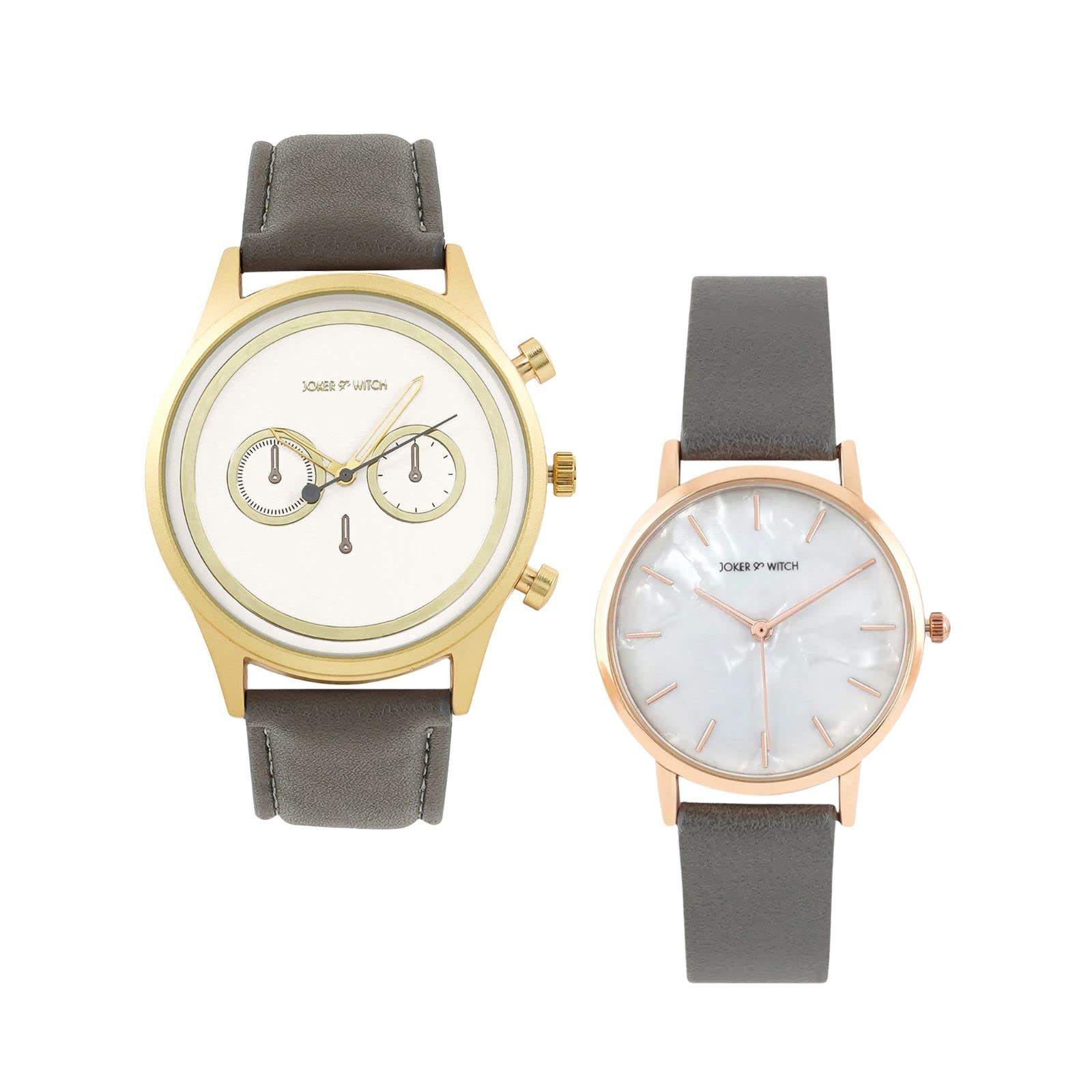 Joker & Witch Leather Yung & Sheri Couple Analogue Watches, White Dial, Brown Band (B0BVB5LG1Z) Amazon Price History, Amazon Price Tracker