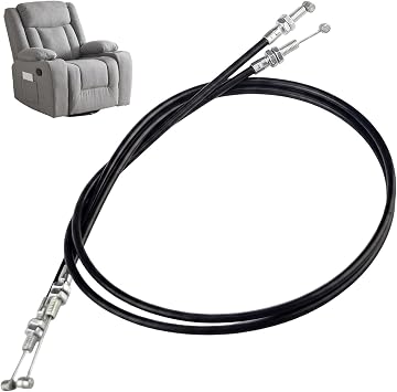 2PCS Recliner Chair Cable Replacement, Universal Metal Recliner Handle Pull Cable with Spring Hook, Sofa Couch Release Lever Replacement Parts for Massage Chairs and Armchairs