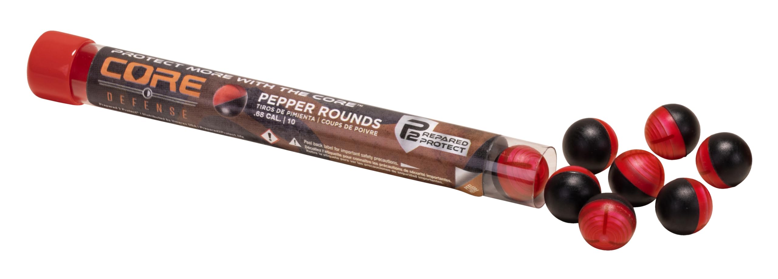 P2P Core Defense Pepper Rounds Non-Lethal Self Defense Ammo for Pepper and Paintball Guns, 68 Caliber, Pepper Rounds, 10 Count